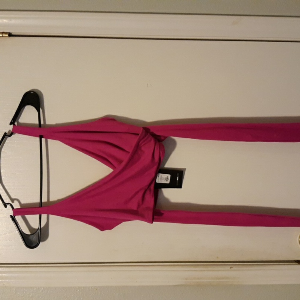 Fashion Nova Cha Cha Tonight Fuchsia Crop Festival Tank Cami Halter Top sz L